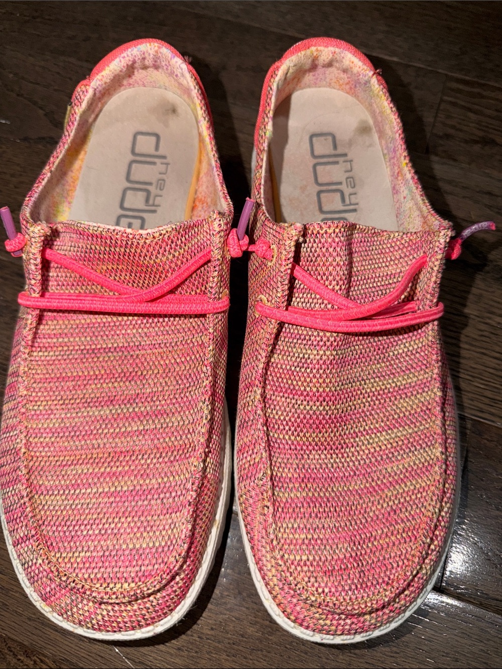 HEYDUDE Wendy Sox Glow Cream Pink Multicolor Slip On Shoes Women’s 10